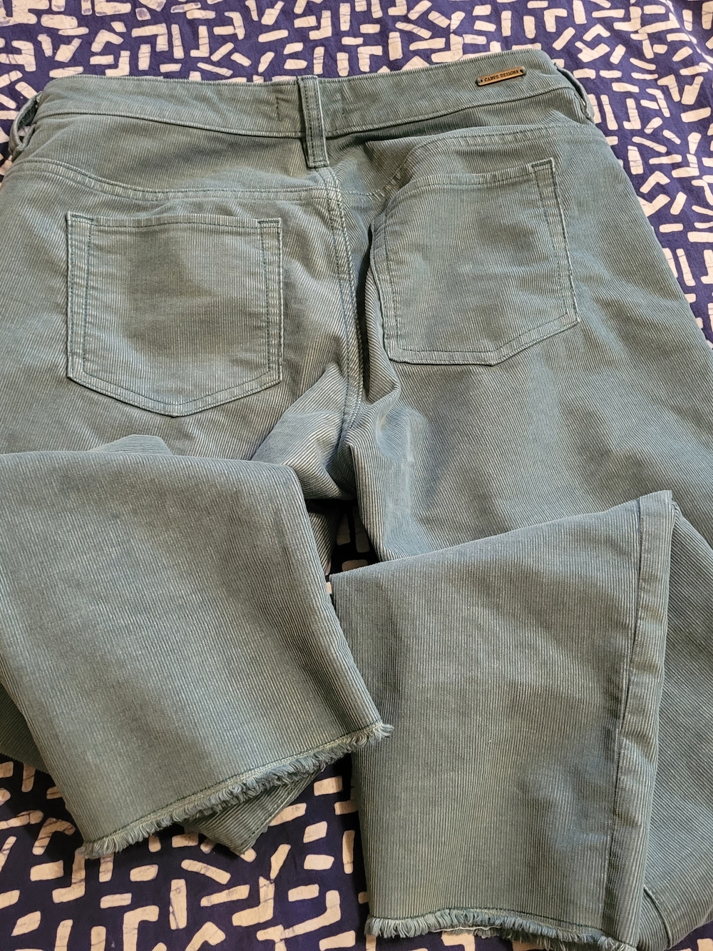 Carve Designs Teal Corduroy Straight-Leg Pants